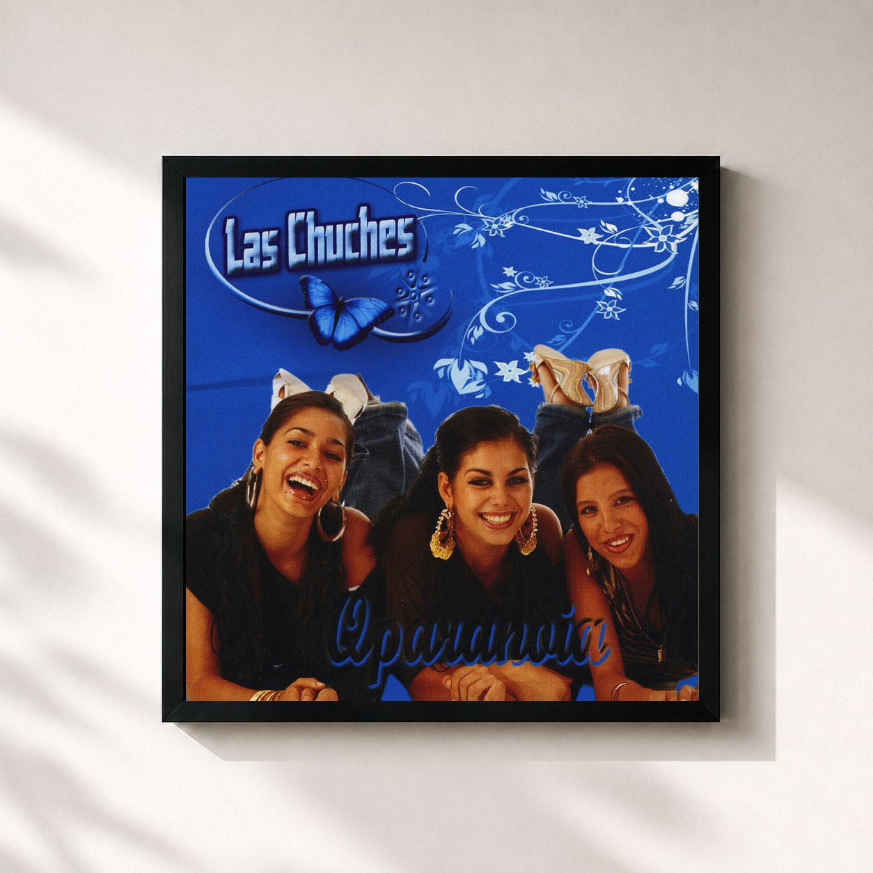 #noir Tableau carré de l'album Qparanoia de Las Chuches, cadre noir 32x32 cm