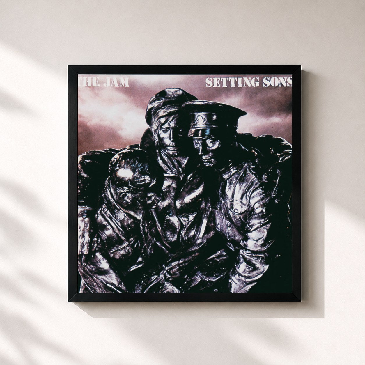 #noir Tableau carré de l'album Setting Sons de The Jam, cadre noir 32x32 cm