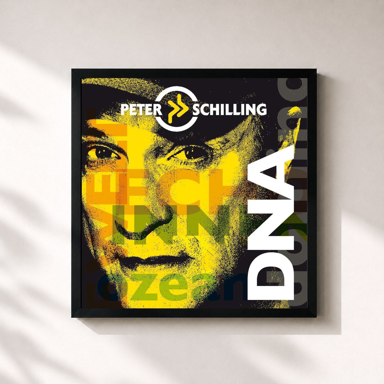 #noir Tableau carré de l'album DNA de Peter Schilling, cadre noir 32x32 cm
