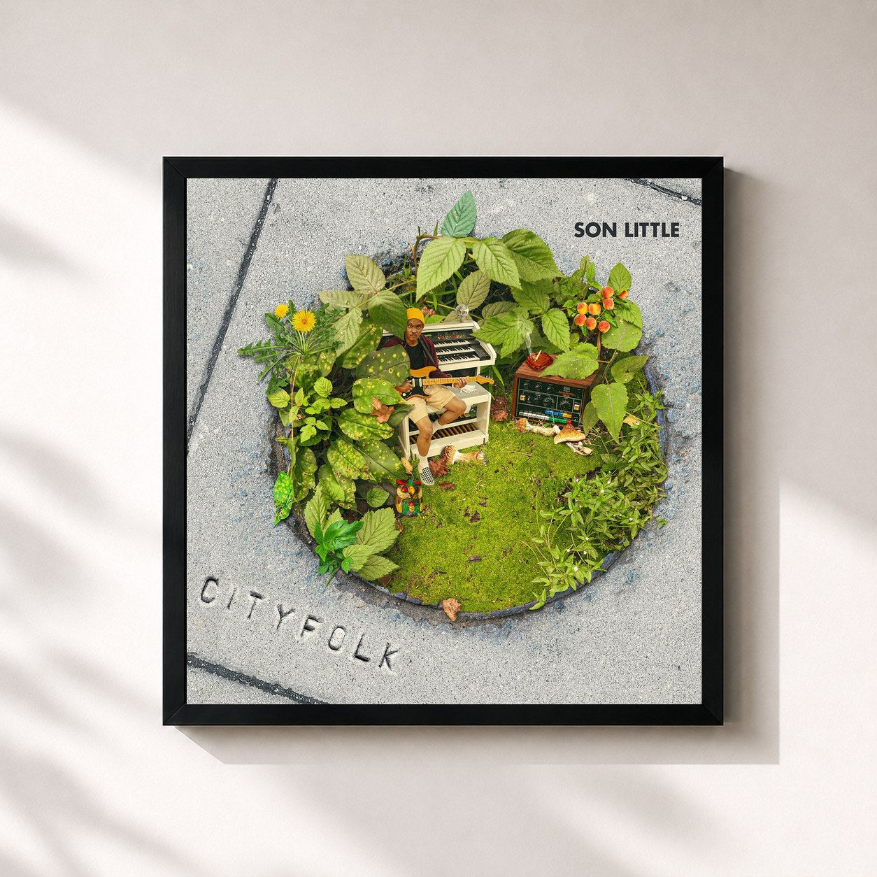 #noir Tableau carré de l'album Cityfolk de Son Little, cadre noir 32x32 cm
