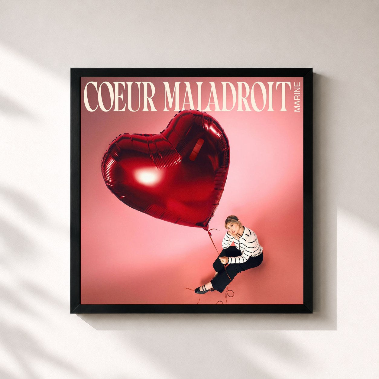 #noir Tableau carré de l'album Coeur maladroit de Marine, cadre noir 32x32 cm