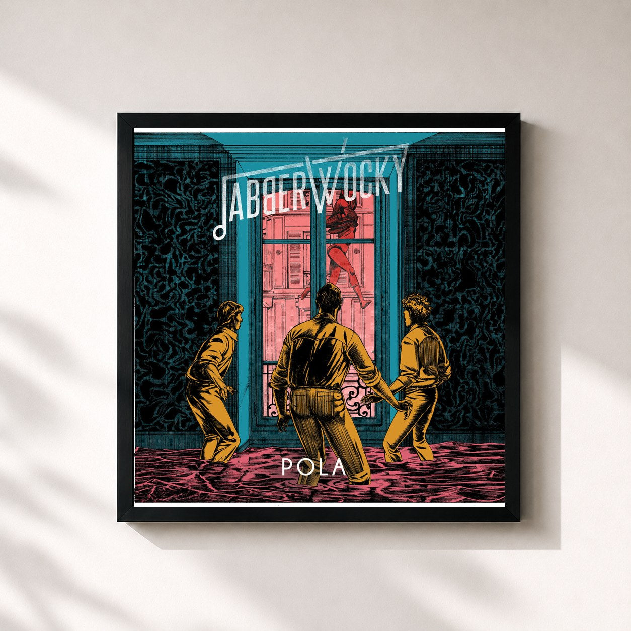 #noir Tableau carré de l'album Pola de Jabberwocky, cadre noir 32x32 cm