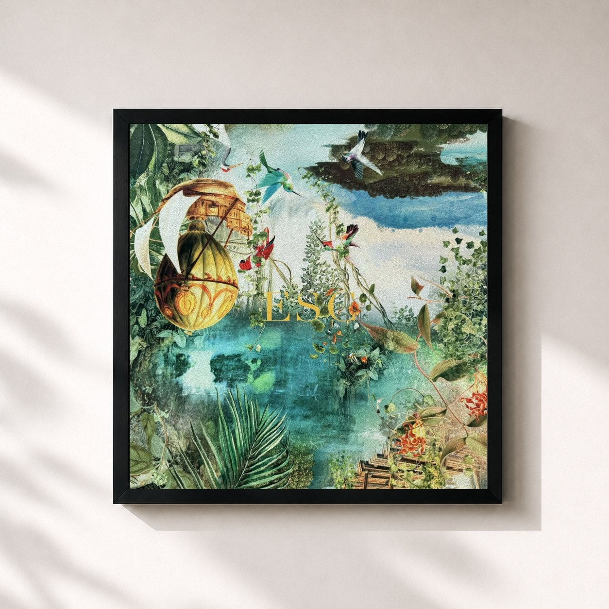 #noir Tableau carré de l'album ESC de B Young, cadre noir 32x32 cm
