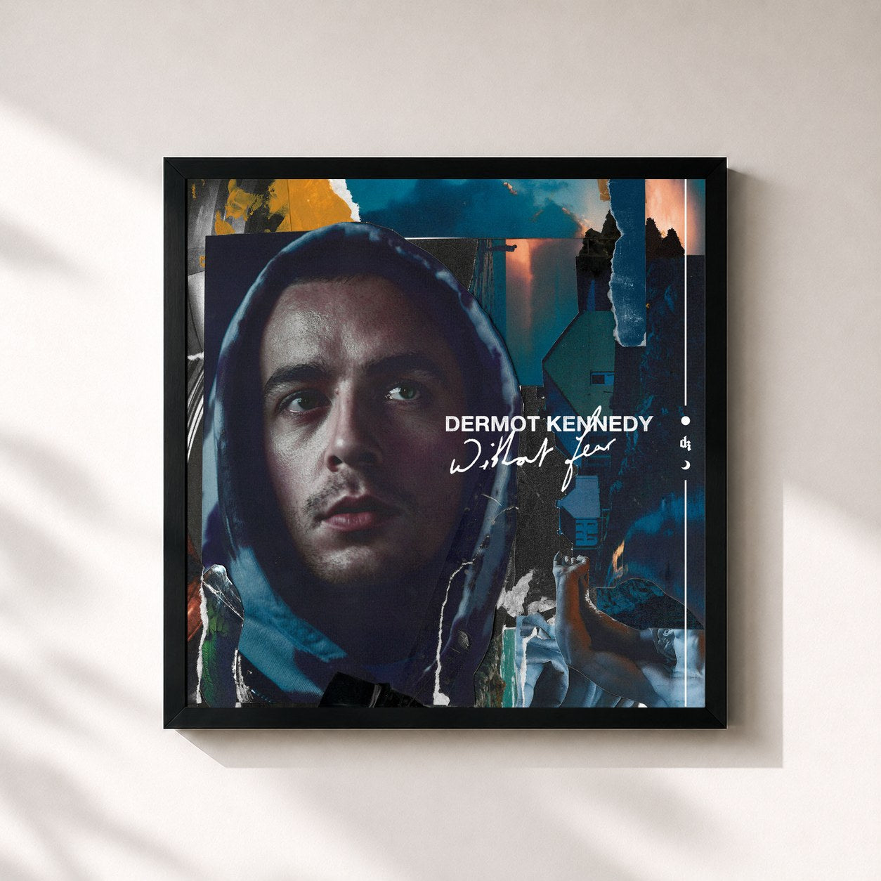 #noir Tableau carré de l'album Without Fear de Dermot Kennedy, cadre noir 32x32 cm