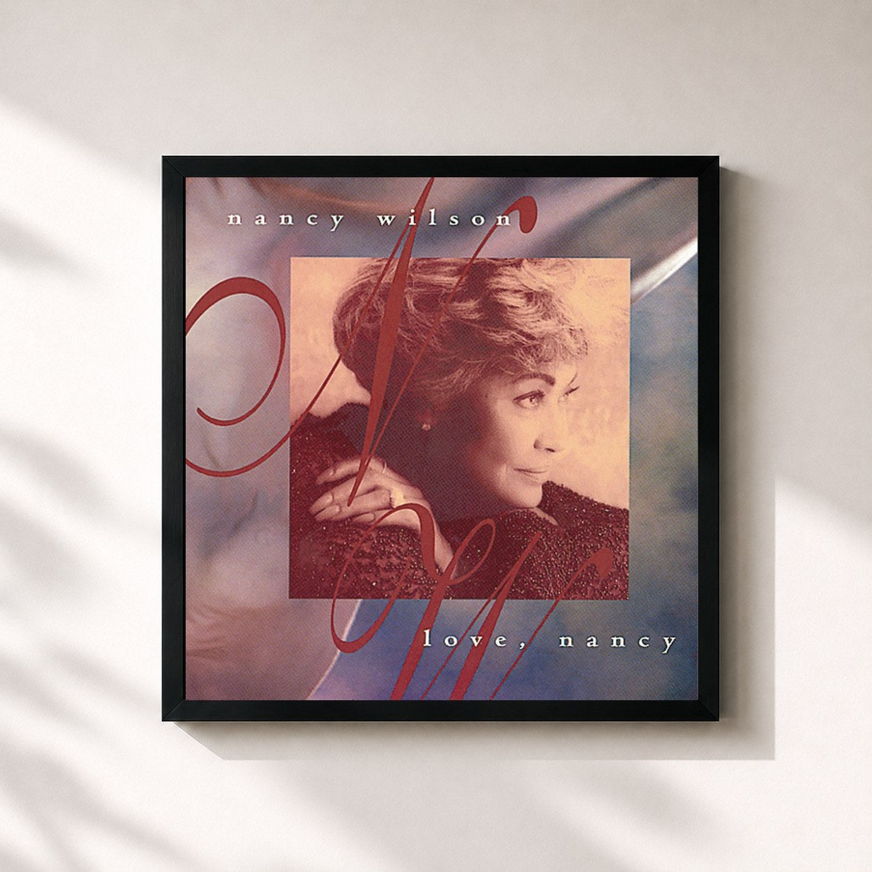 #noir Tableau carré de l'album Love, Nancy de Nancy Wilson, cadre noir 32x32 cm