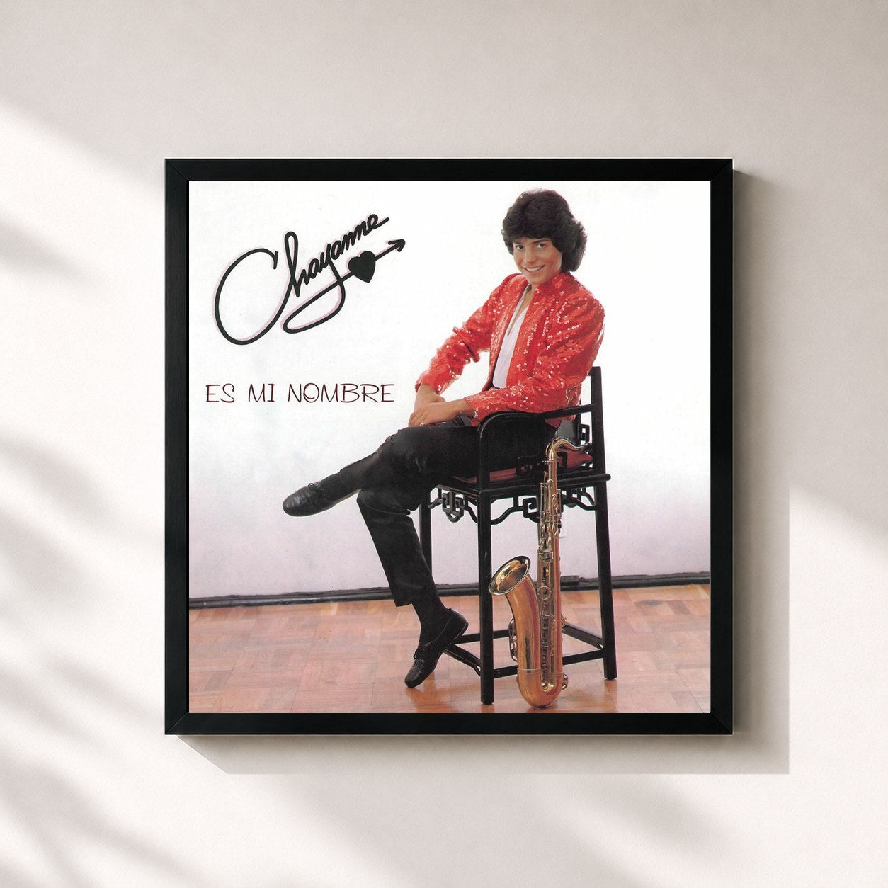 #noir Tableau carré de l'album Chayanne Es Mi Nombre de Chayanne, cadre noir 32x32 cm