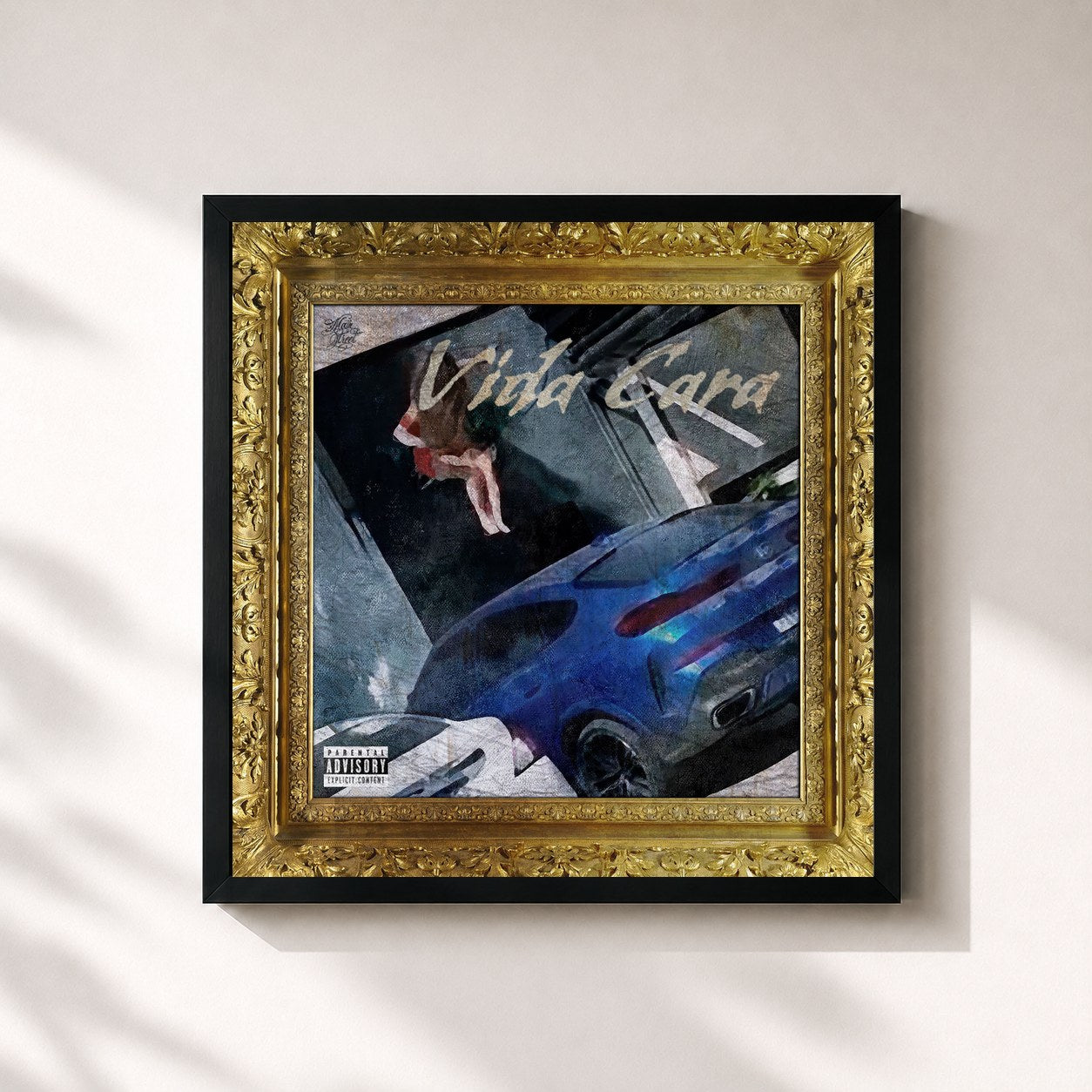 #noir Tableau carré de l'album Vida Cara de Orochi, cadre noir 32x32 cm