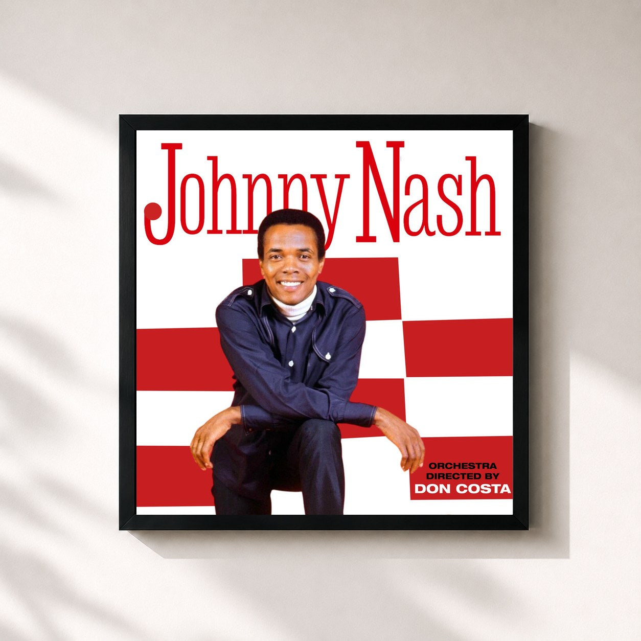 #noir Tableau carré de l'album Johnny Nash de Johnny Nash, cadre noir 32x32 cm