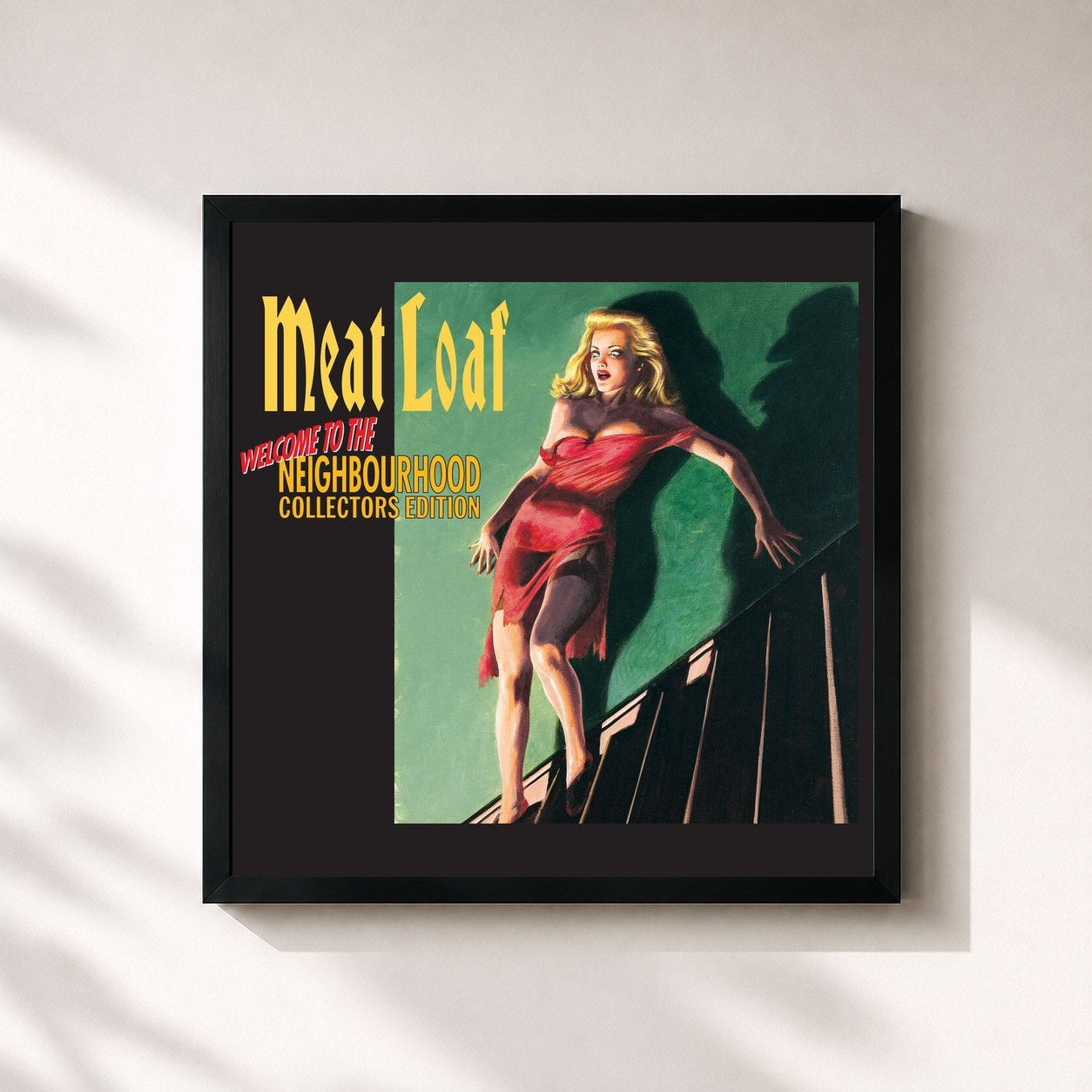 #noir Tableau carré de l'album Welcome To The Neighbourhood de Meat Loaf, cadre noir 32x32 cm