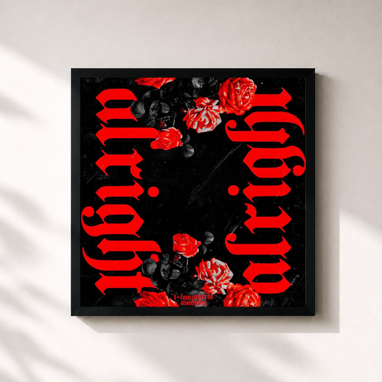 #noir Tableau carré de l'album Alright de T-low, cadre noir 32x32 cm