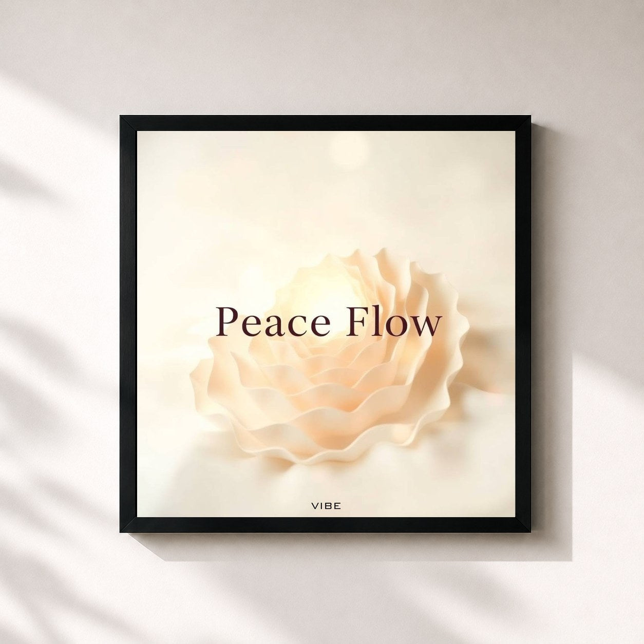 #noir Tableau carré de l'album Peace Flow de Vibe, cadre noir 32x32 cm