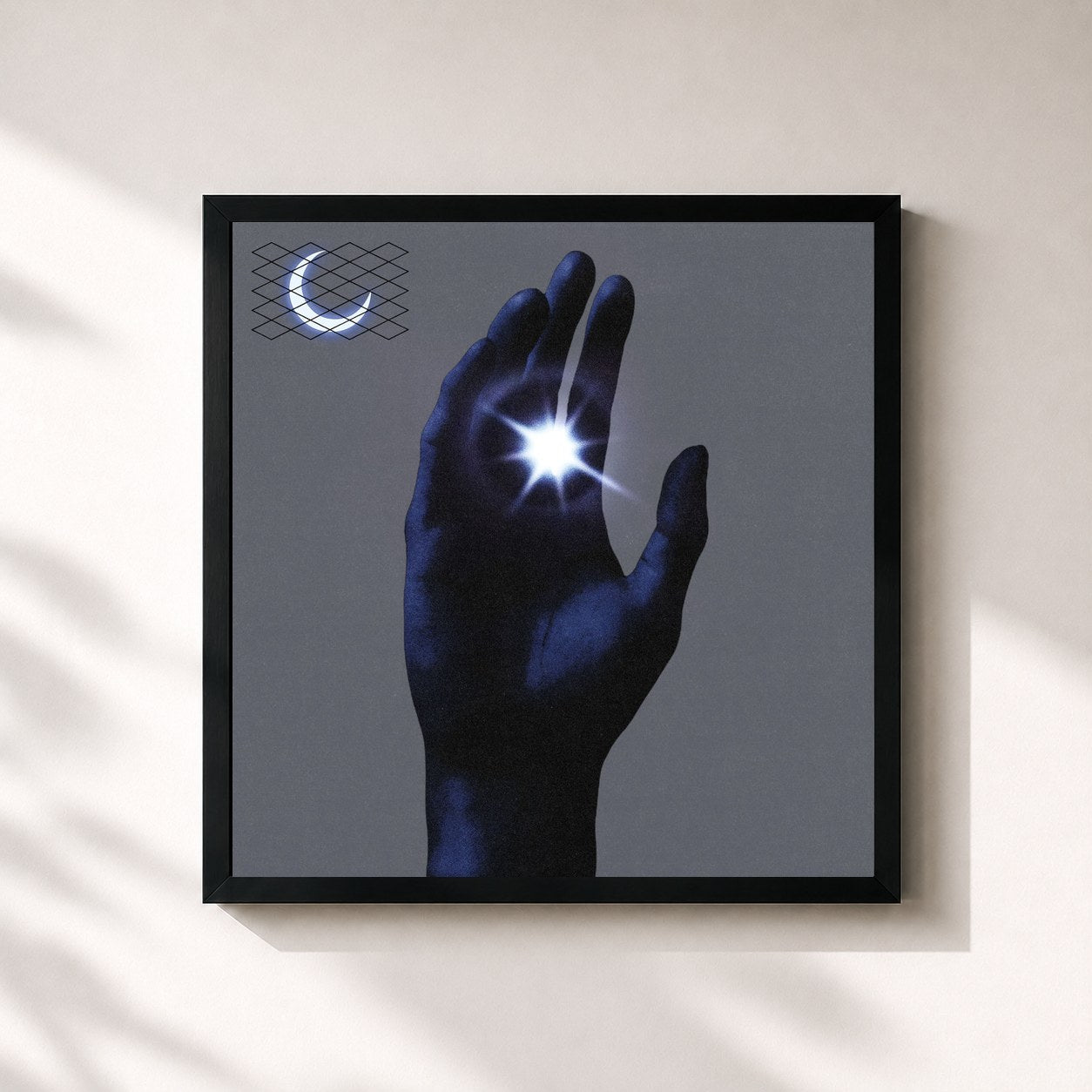 #noir Tableau carré de l'album Moonlight Popolare de Mahmood, cadre noir 32x32 cm