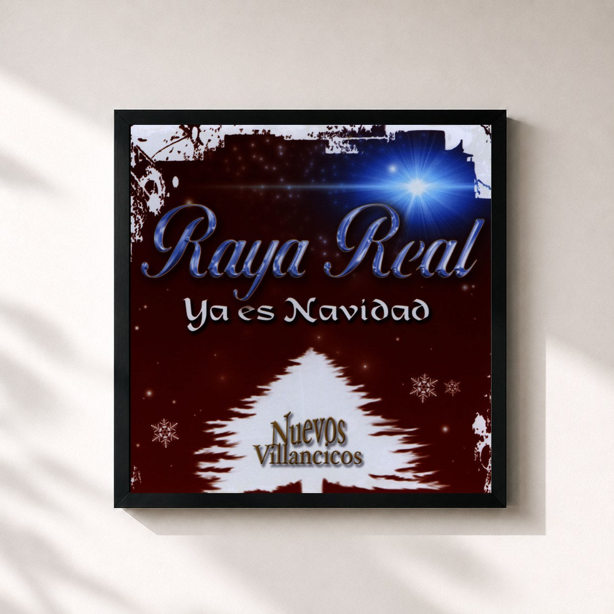 #noir Tableau carré de l'album Ya es Navidad: Nuevos Villancicos de Raya Real, cadre noir 32x32 cm