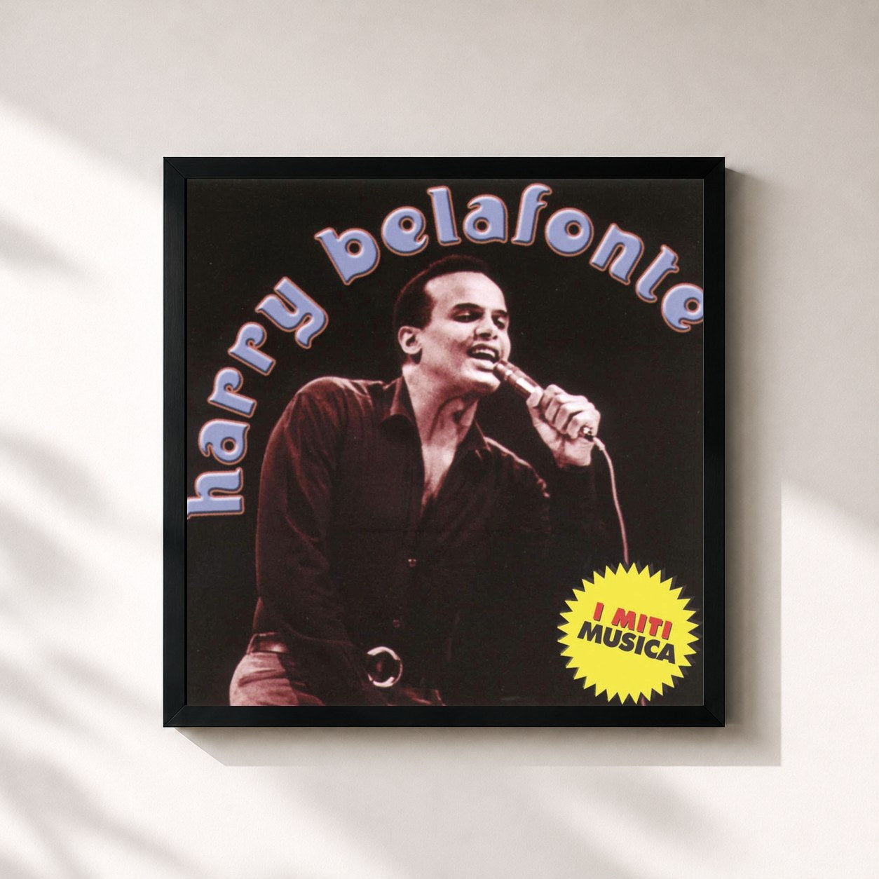 #noir Tableau carré de l'album Harry Belafonte - I Miti Musica de Harry Belafonte, cadre noir 32x32 cm
