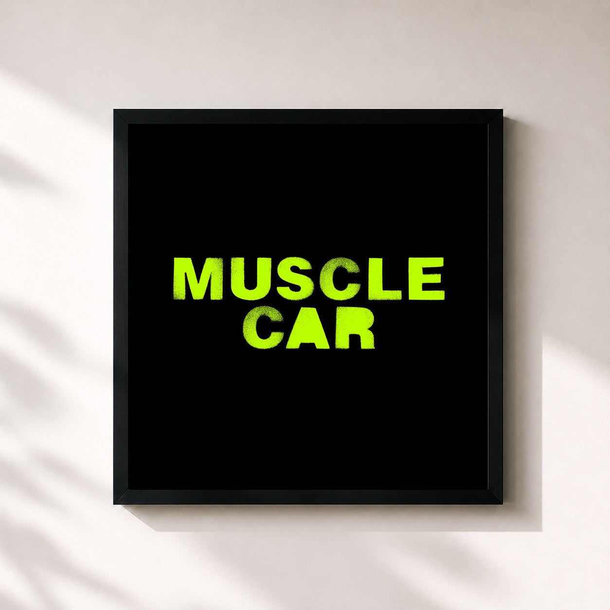 #noir Tableau carré de l'album Muscle Car de Mylo, cadre noir 32x32 cm