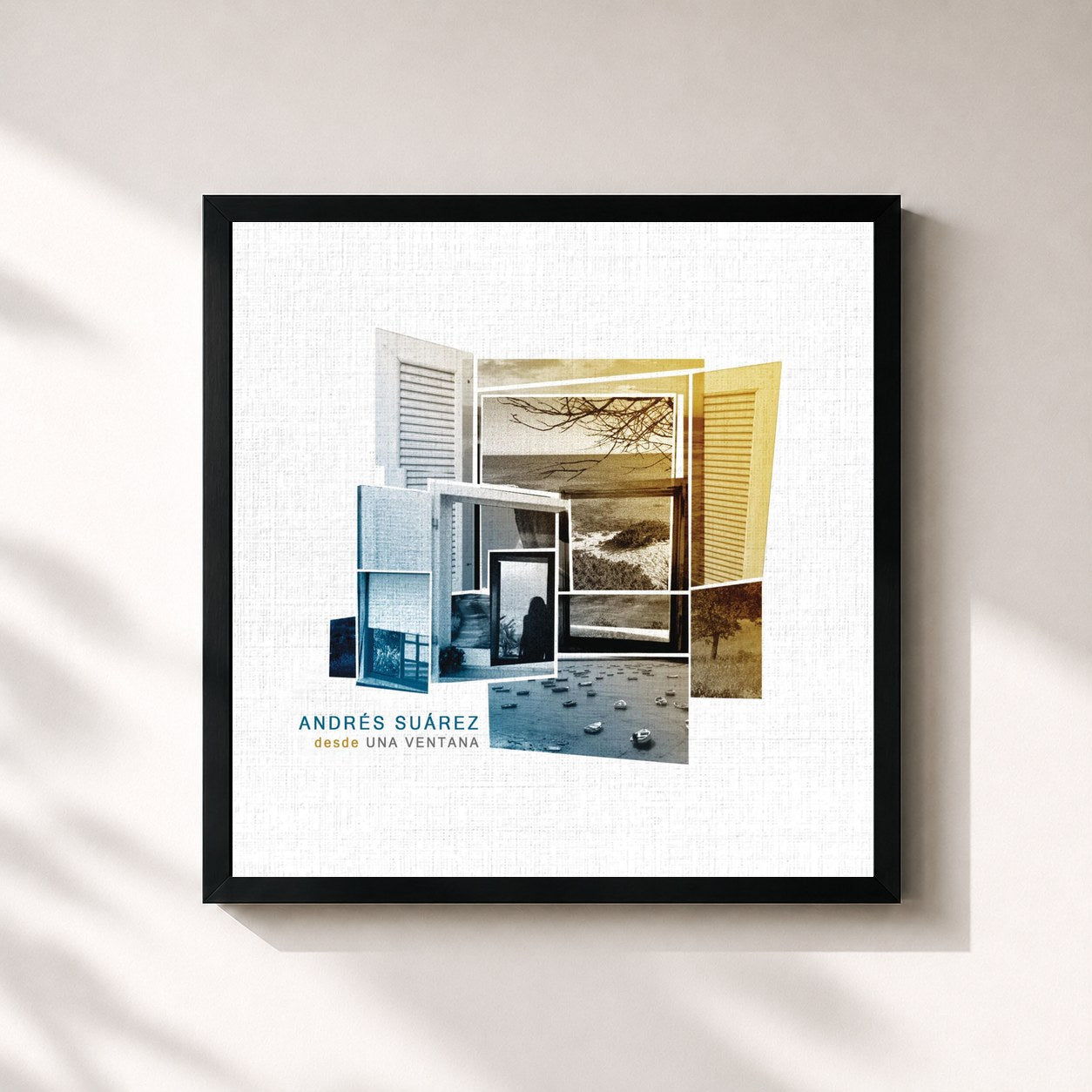 #noir Tableau carré de l'album Desde una Ventana de Andrés Suárez, cadre noir 32x32 cm