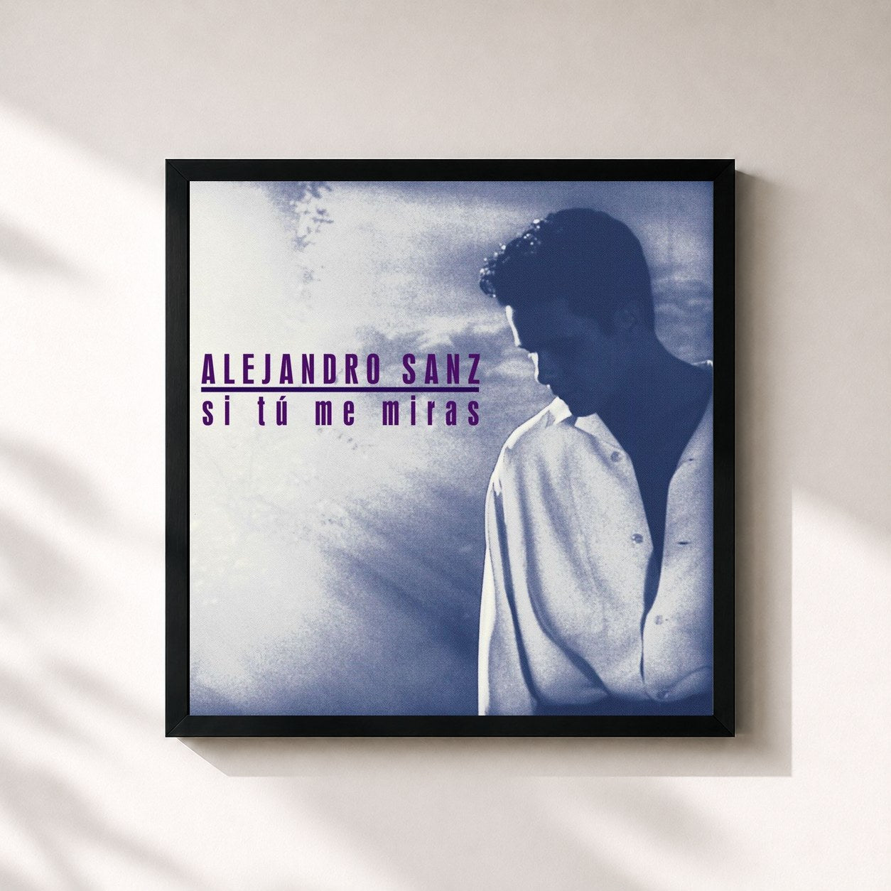 #noir Tableau carré de l'album Si tu me miras de Alejandro Sanz, cadre noir 32x32 cm