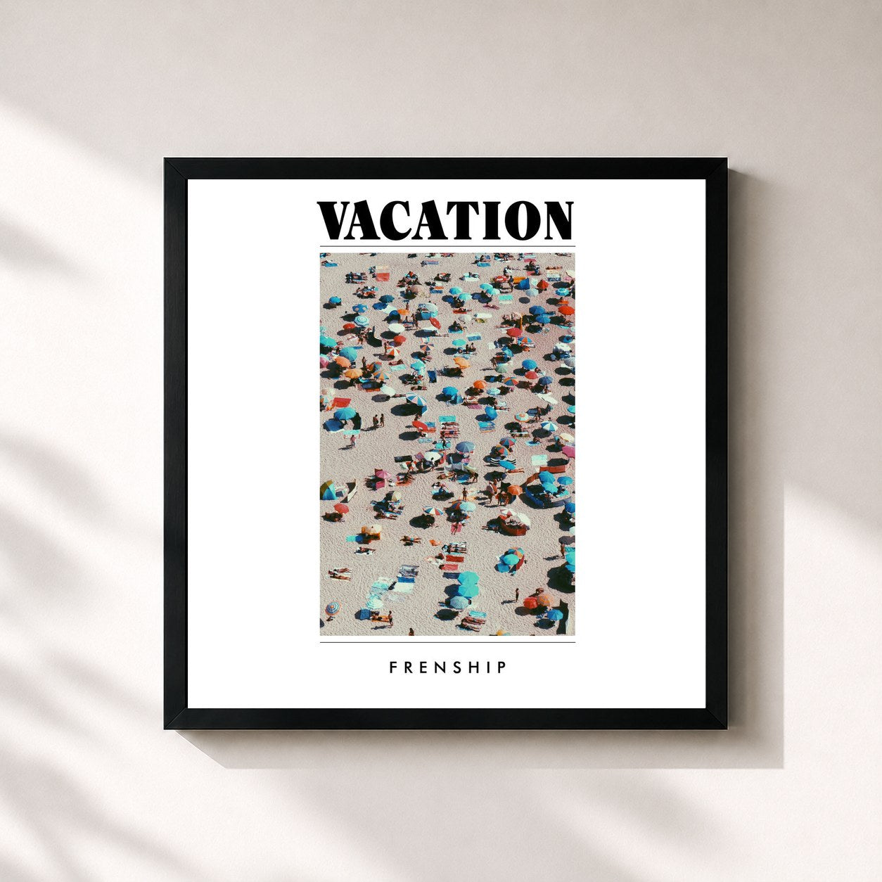 #noir Tableau carré de l'album Vacation de FRENSHIP, cadre noir 32x32 cm