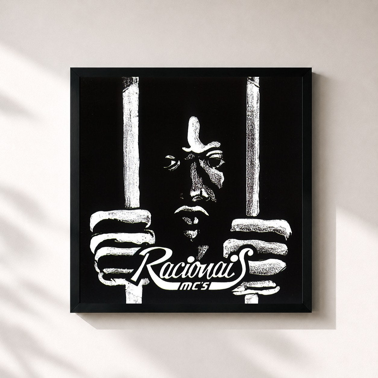 #noir Tableau carré de l'album Raio X do Brasil de Racionais MC's, cadre noir 32x32 cm