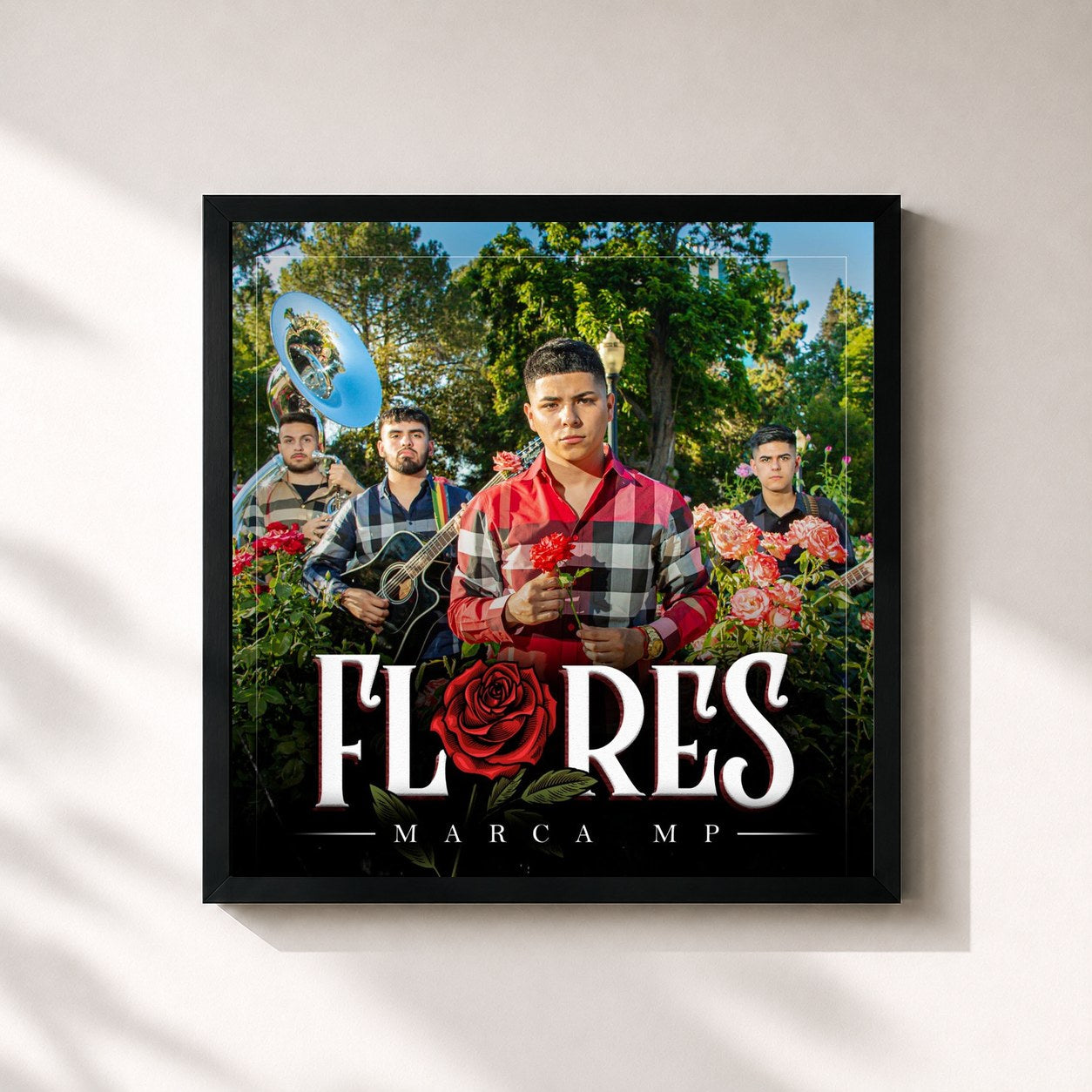 #noir Tableau carré de l'album Flores de Marca MP, cadre noir 32x32 cm