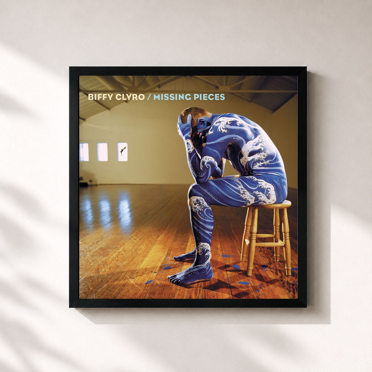 #noir Tableau carré de l'album Missing Pieces de Biffy Clyro, cadre noir 32x32 cm