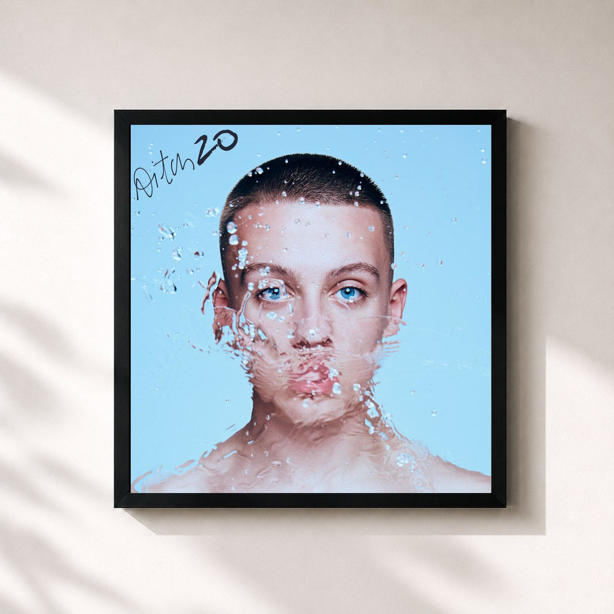 #noir Tableau carré de l'album AitcH2O de Aitch, cadre noir 32x32 cm