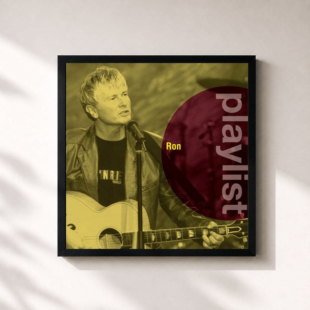 #noir Tableau carré de l'album Playlist: Ron de Ron, cadre noir 32x32 cm