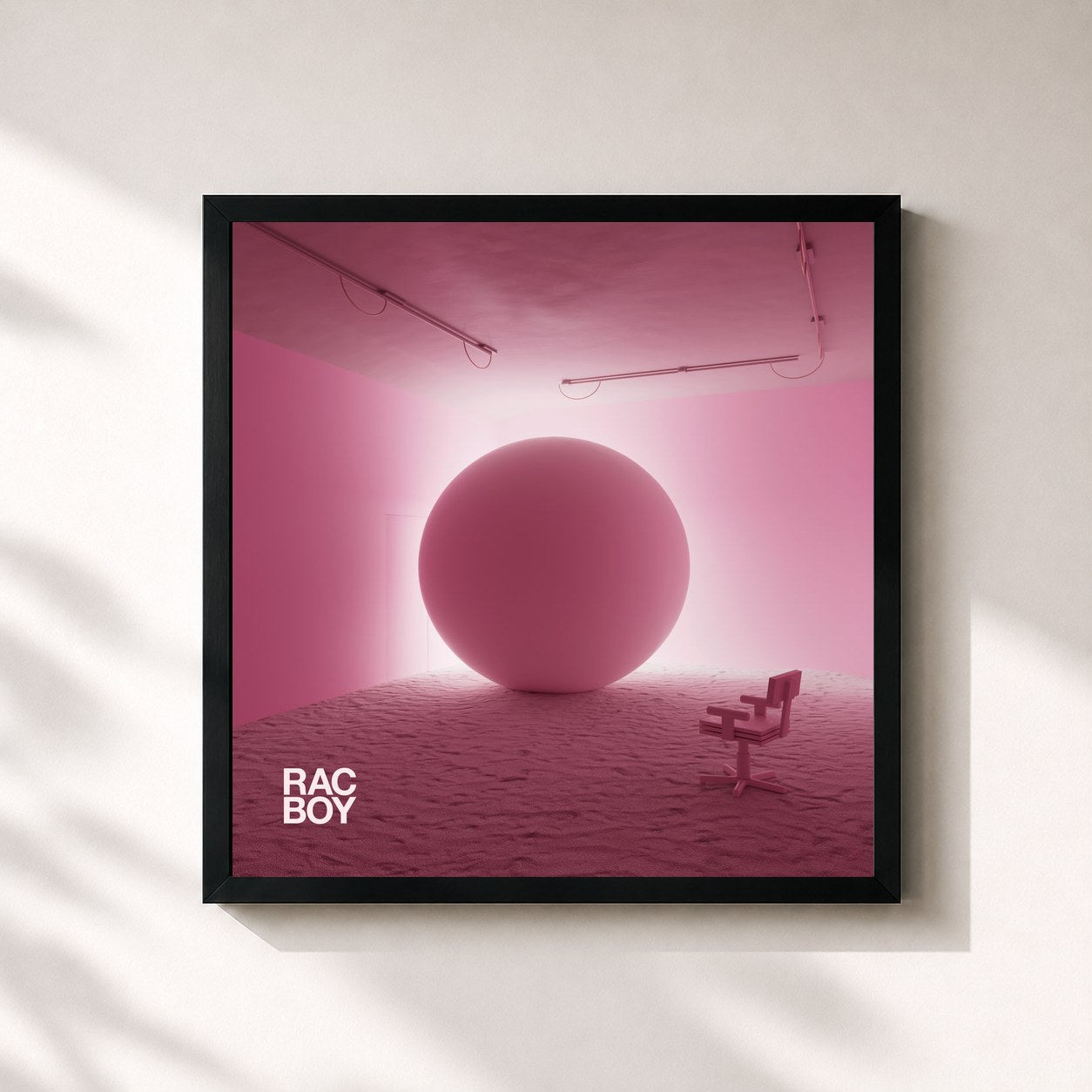 #noir Tableau carré de l'album BOY de RAC, cadre noir 32x32 cm