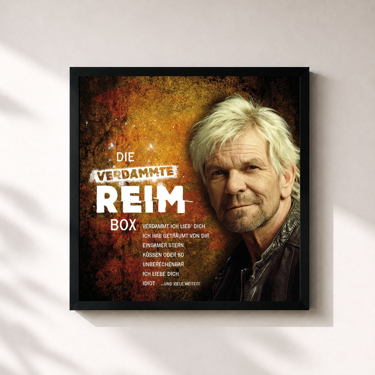 #noir Tableau carré de l'album Die verdammte REIM-Box de Matthias Reim, cadre noir 32x32 cm
