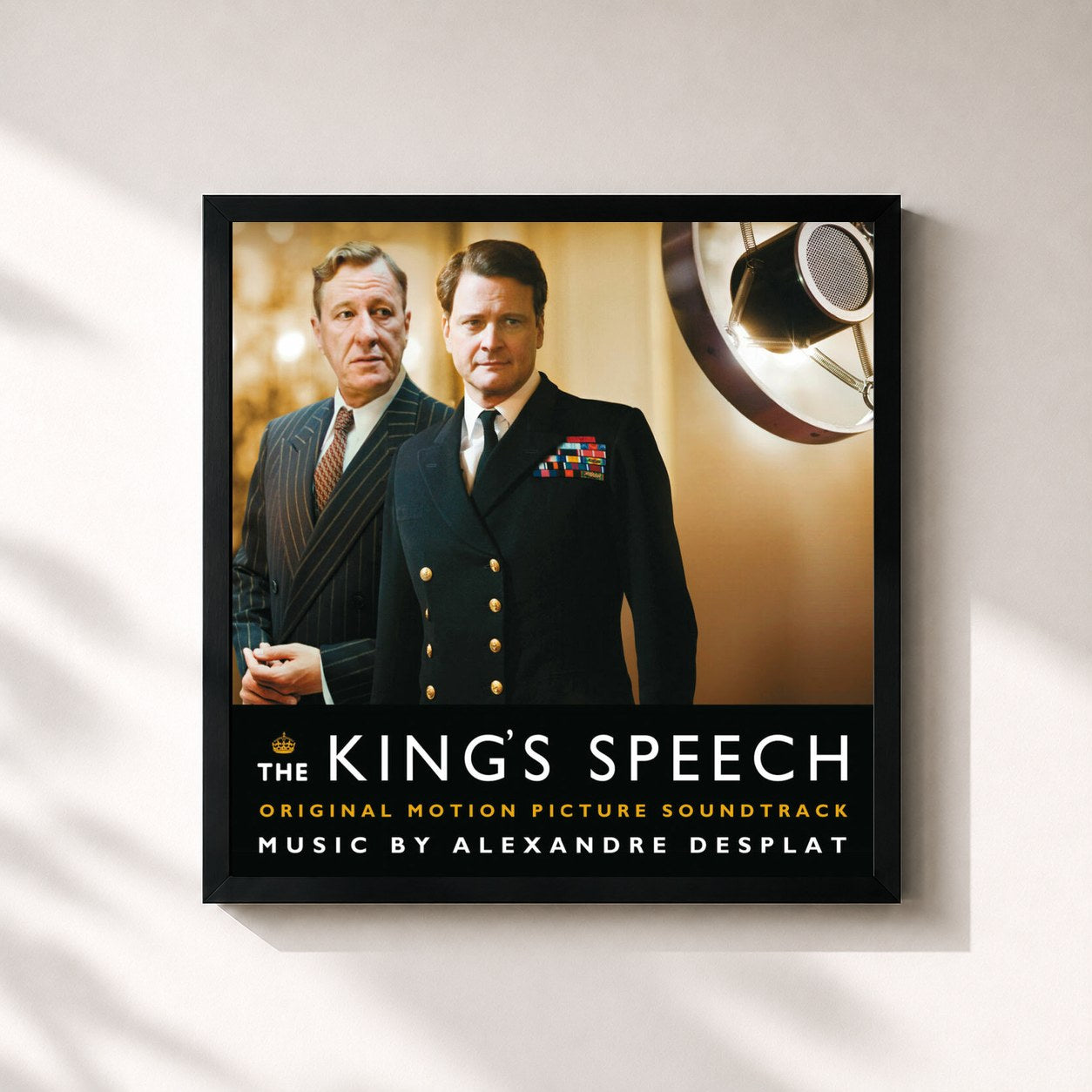 #noir Tableau carré de l'album The King's Speech OST de Alexandre Desplat, cadre noir 32x32 cm