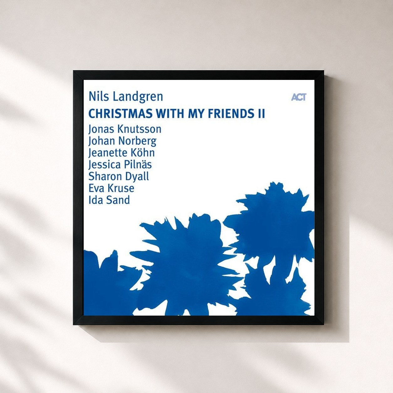 #noir Tableau carré de l'album Christmas with My Friends II de Nils Landgren, cadre noir 32x32 cm
