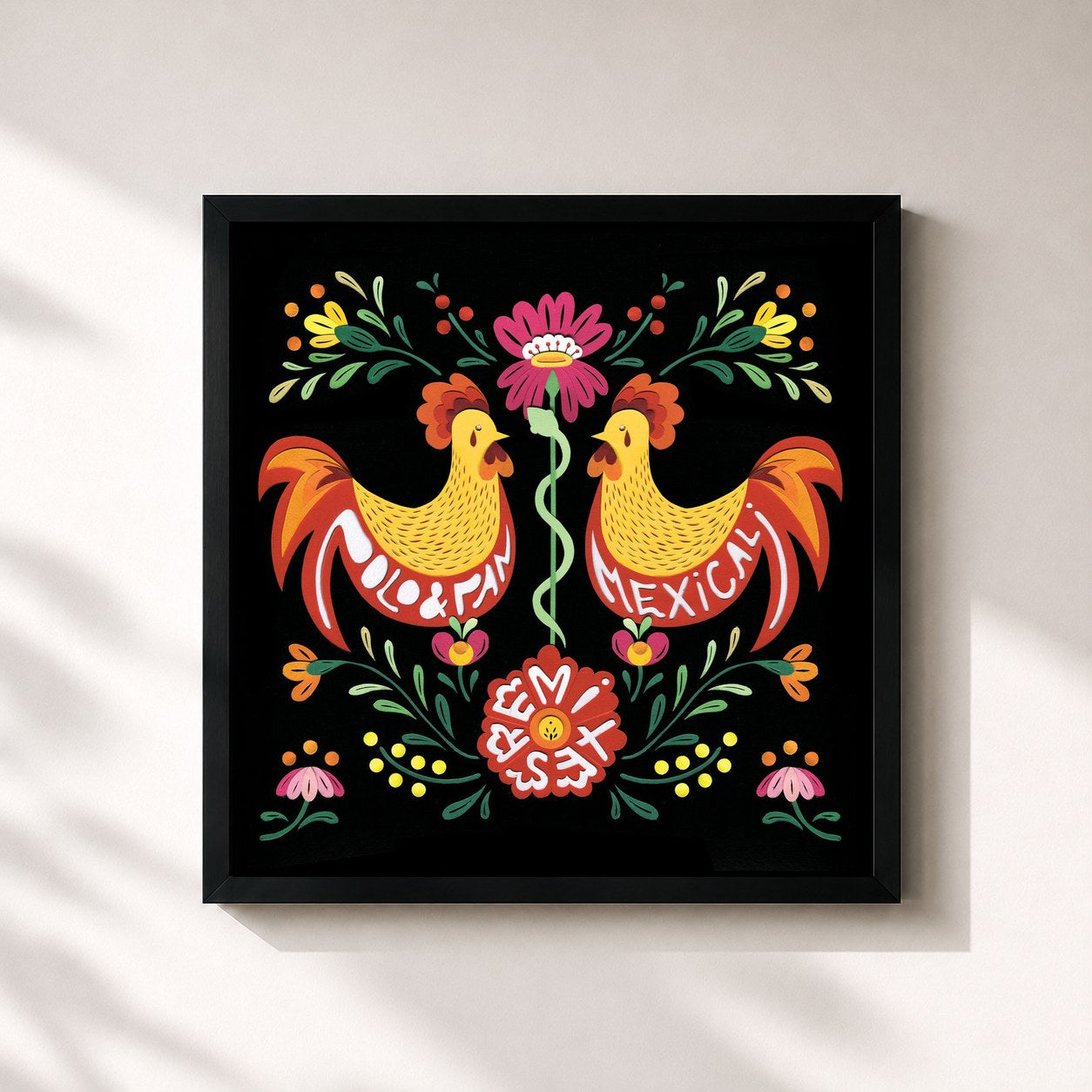 #noir Tableau carré de l'album Mexicali (Remixes) de Polo & Pan, cadre noir 32x32 cm