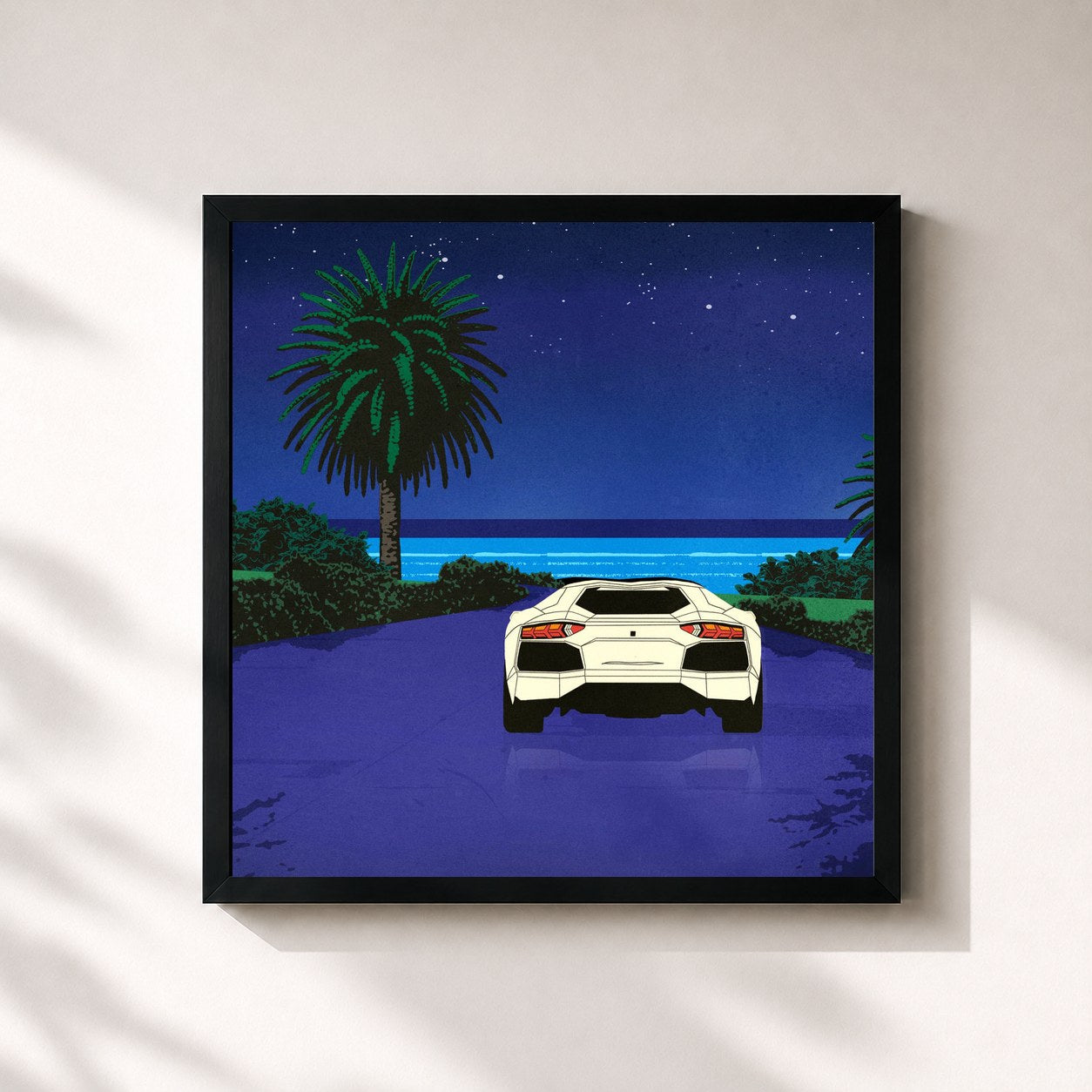 #noir Tableau carré de l'album The night is enough. de Bolden., cadre noir 32x32 cm