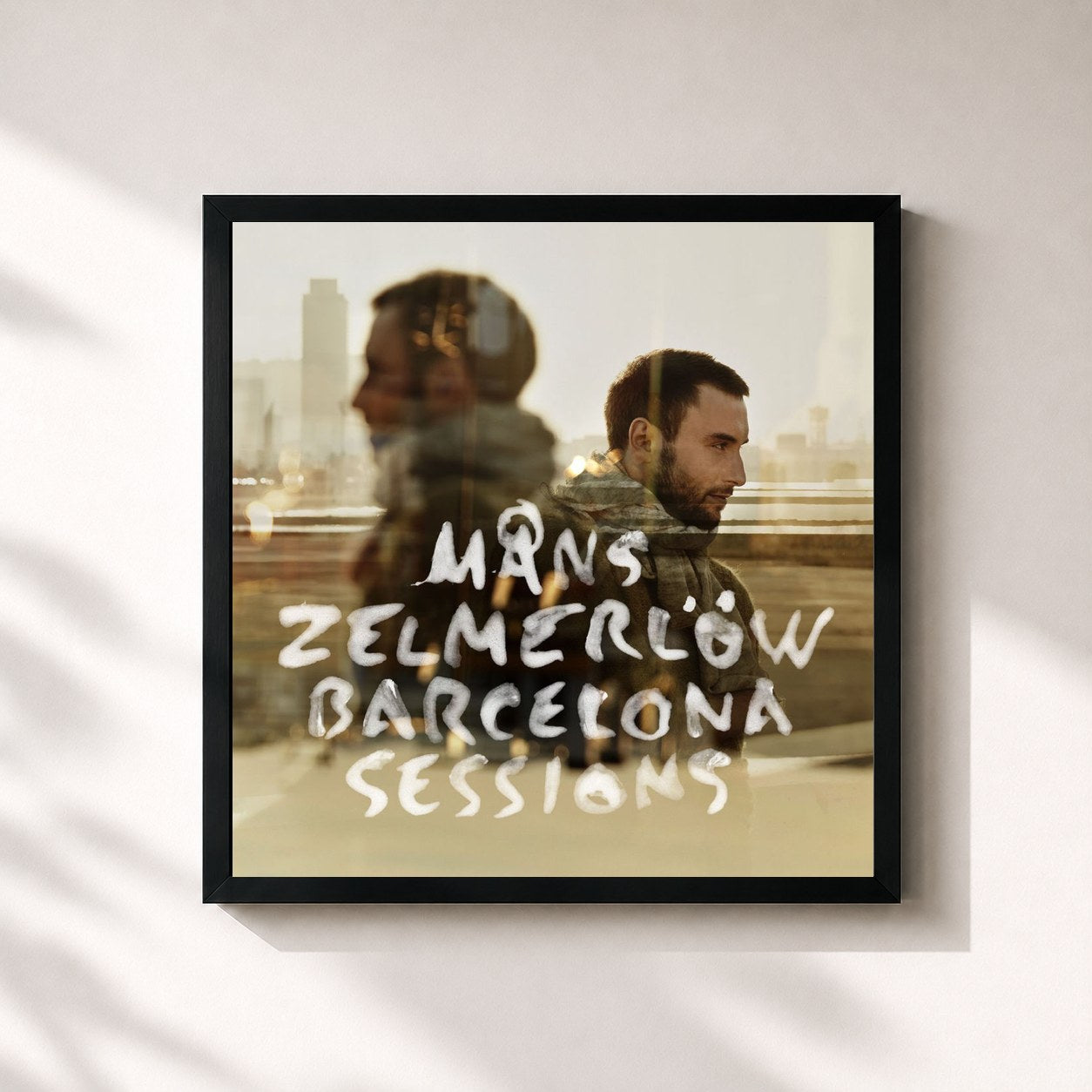 #noir Tableau carré de l'album Barcelona Sessions de Måns Zelmerlöw, cadre noir 32x32 cm