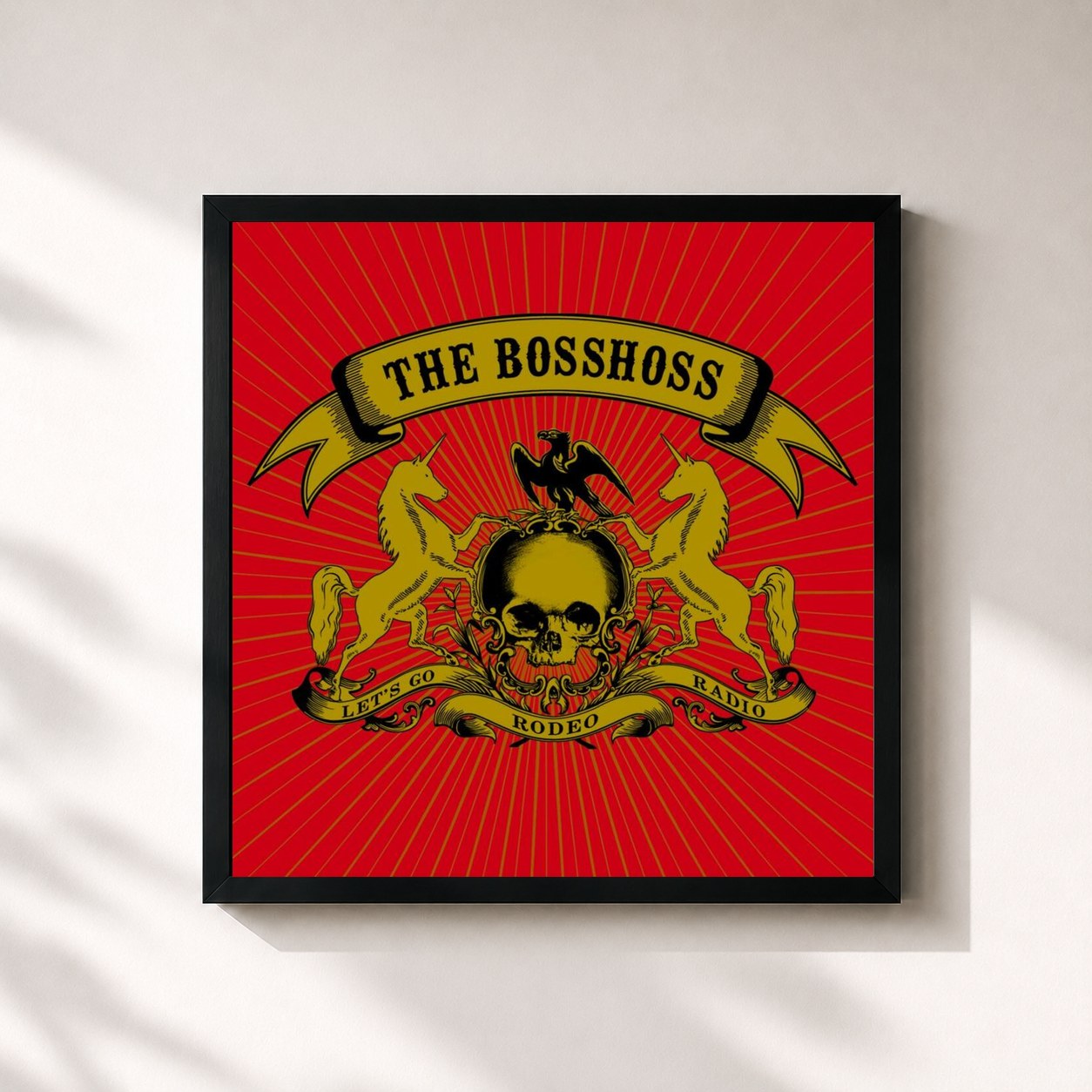 #noir Tableau carré de l'album Rodeo Radio de The BossHoss, cadre noir 32x32 cm