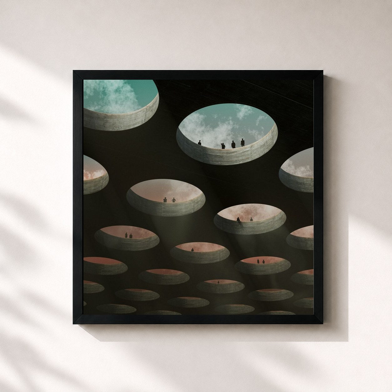 #noir Tableau carré de l'album DESCARTABLE de Wos, cadre noir 32x32 cm