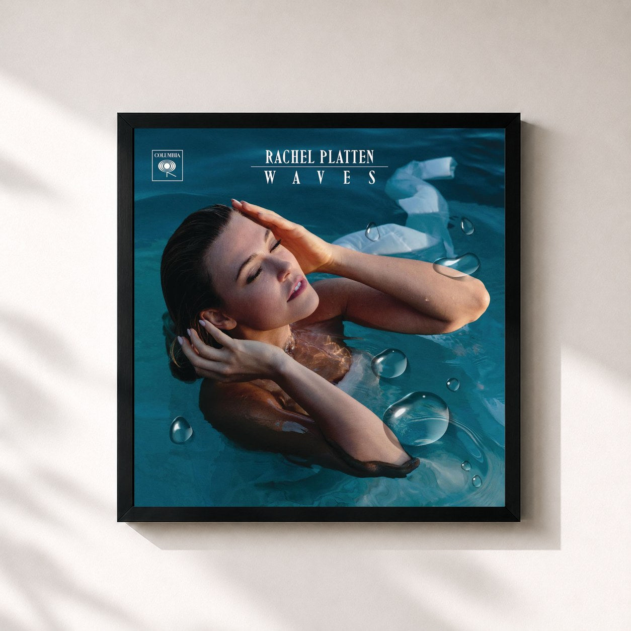 #noir Tableau carré de l'album Waves de Rachel Platten, cadre noir 32x32 cm