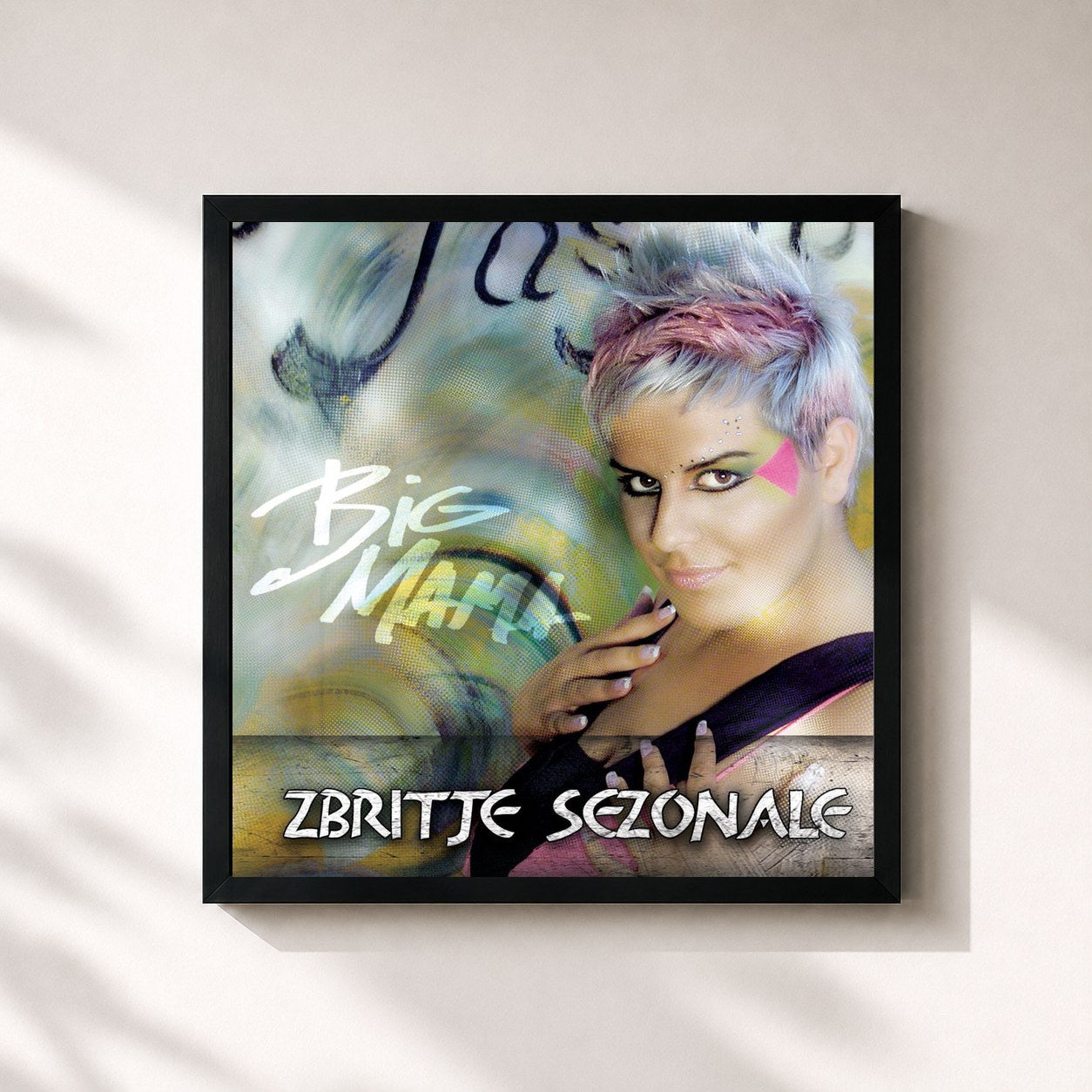 #noir Tableau carré de l'album Zbritje Sezonale de Big Mama, cadre noir 32x32 cm