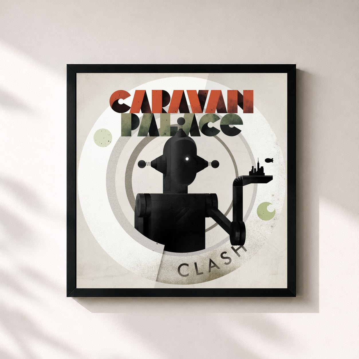 #noir Tableau carré de l'album Clash de Caravan Palace, cadre noir 32x32 cm