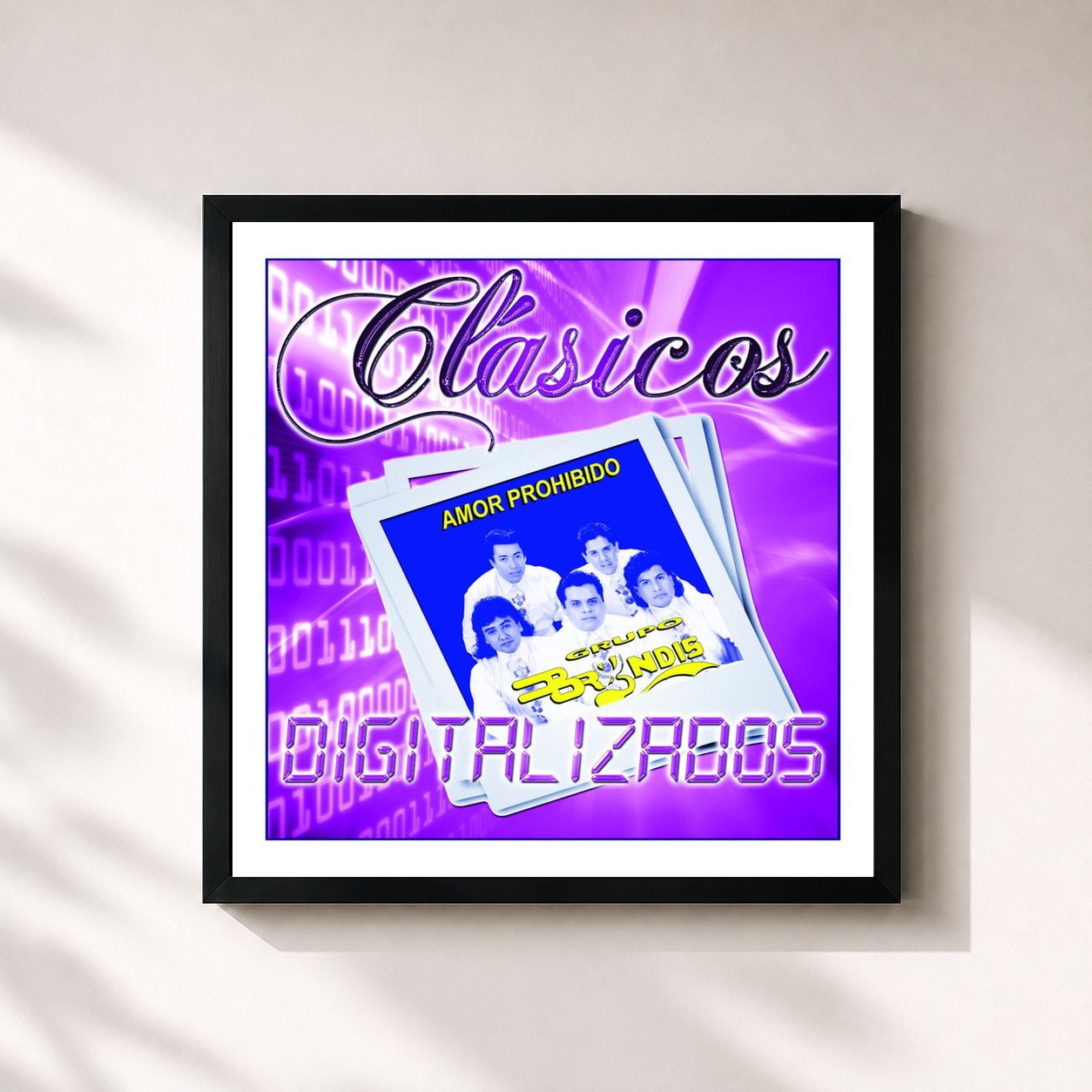 #noir Tableau carré de l'album Amor Prohibido (Clásicos Digitalizados) de Grupo Bryndis, cadre noir 32x32 cm