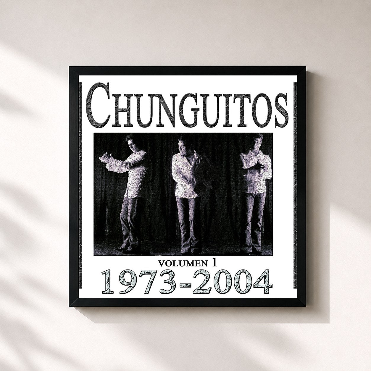 #noir Tableau carré de l'album Chunguitos 1973-2004, Vol. 1 de Los Chunguitos, cadre noir 32x32 cm