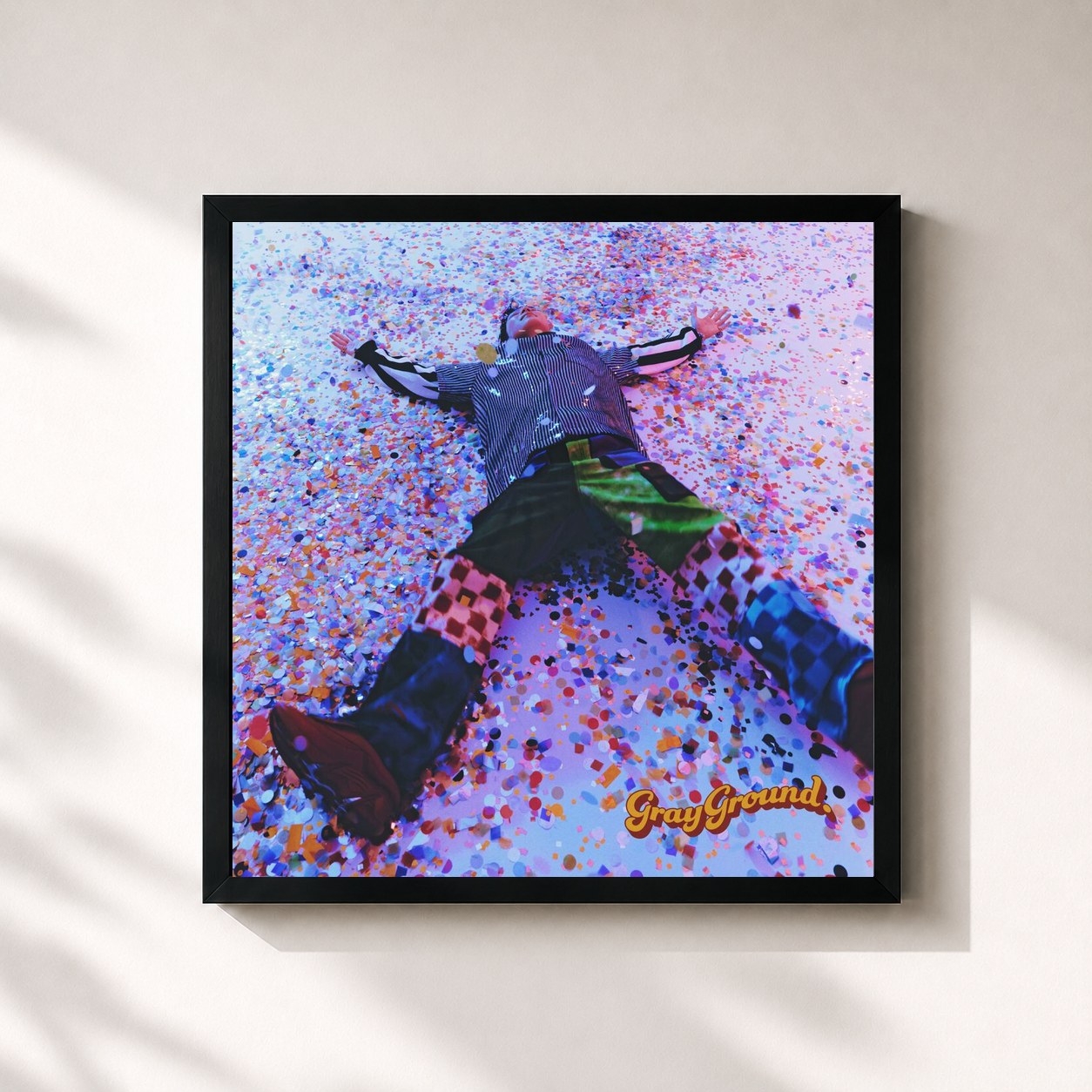 #noir Tableau carré de l'album grayground. de Gray, cadre noir 32x32 cm