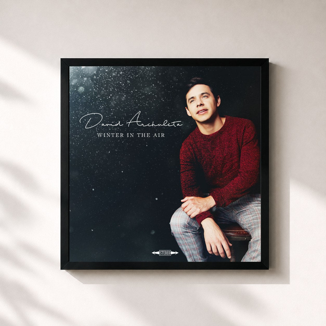 #noir Tableau carré de l'album Winter in the Air de David Archuleta, cadre noir 32x32 cm