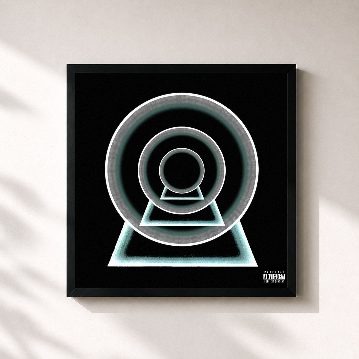 #noir Tableau carré de l'album SHAKE THE SNOW GLOBE de Russ, cadre noir 32x32 cm