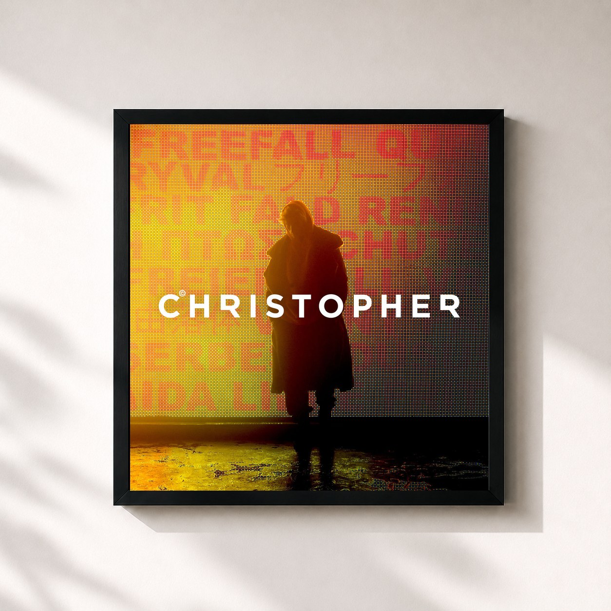 #noir Tableau carré de l'album Free Fall de Christopher, cadre noir 32x32 cm