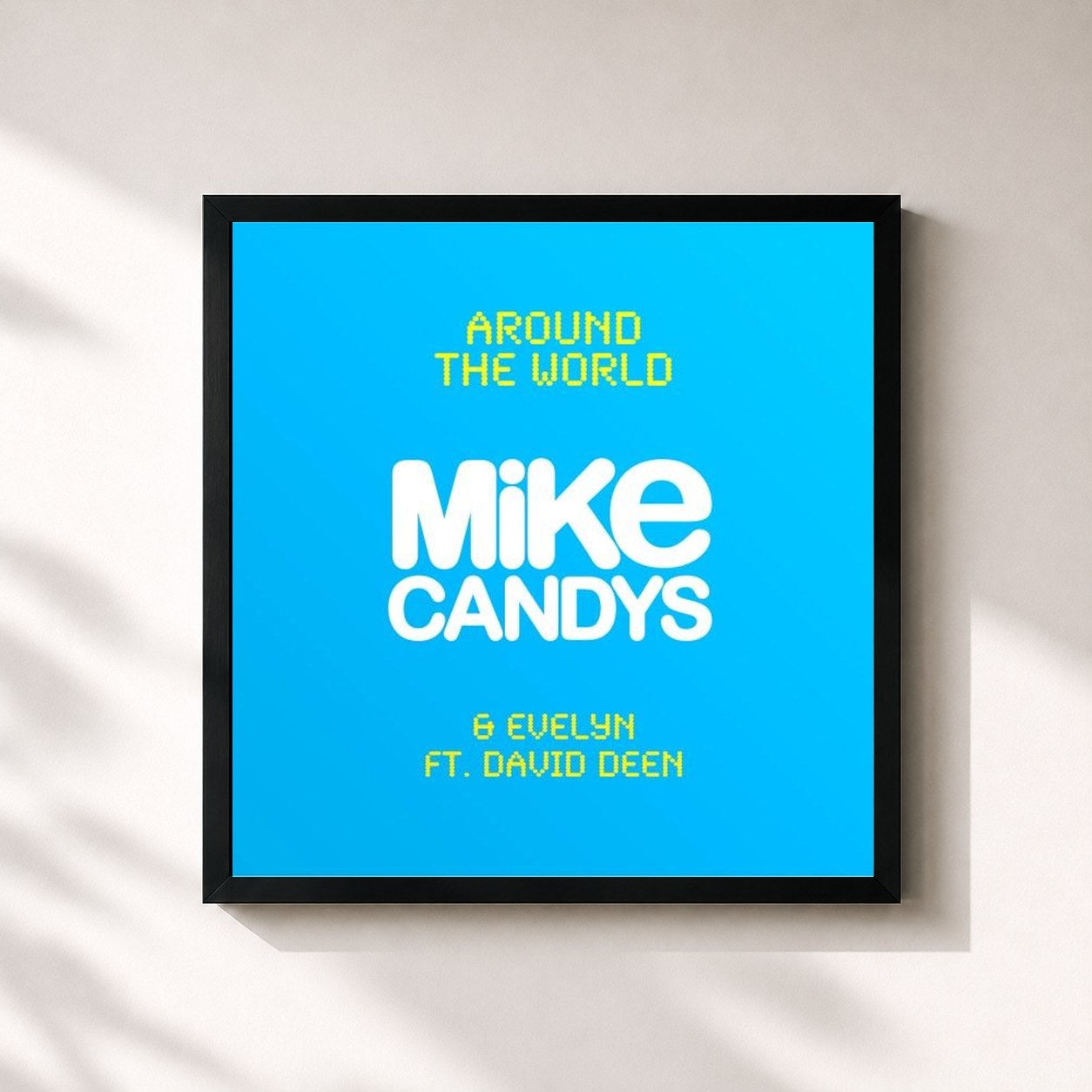 #noir Tableau carré de l'album Around the World de Mike Candys, cadre noir 32x32 cm