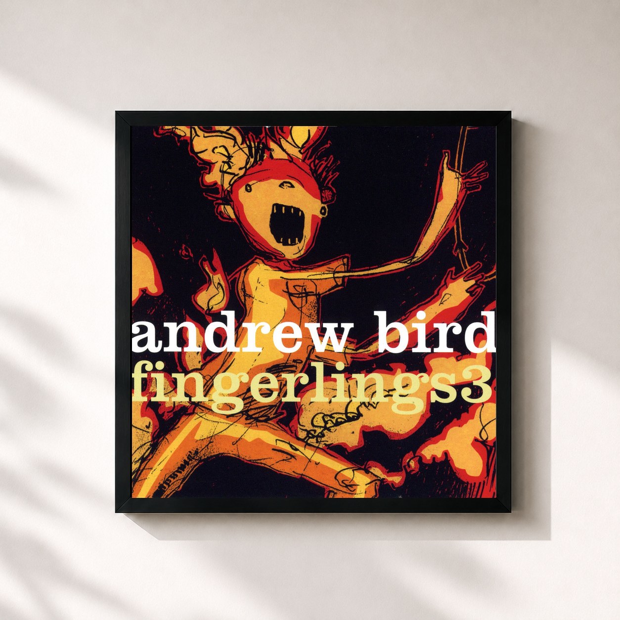 #noir Tableau carré de l'album Fingerlings 3 de Andrew Bird, cadre noir 32x32 cm