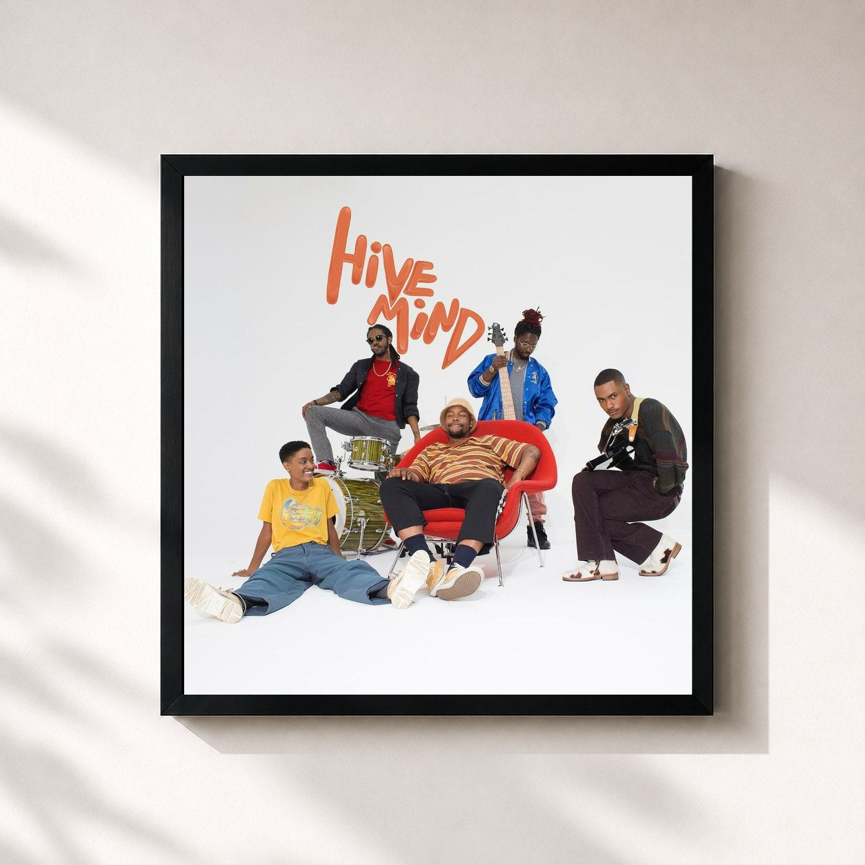 #noir Tableau carré de l'album Hive Mind de The Internet, cadre noir 32x32 cm