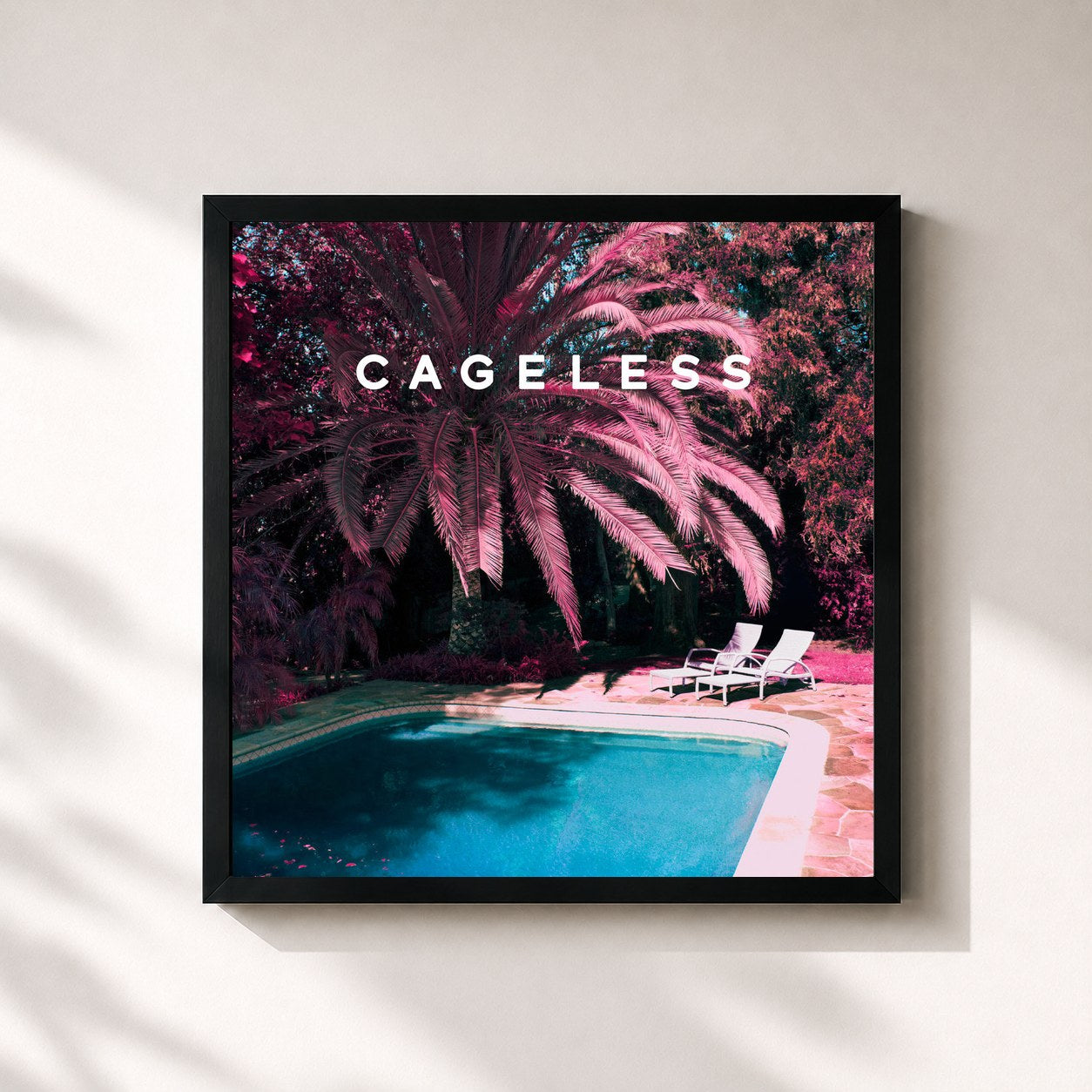 #noir Tableau carré de l'album Cageless de Hedley, cadre noir 32x32 cm