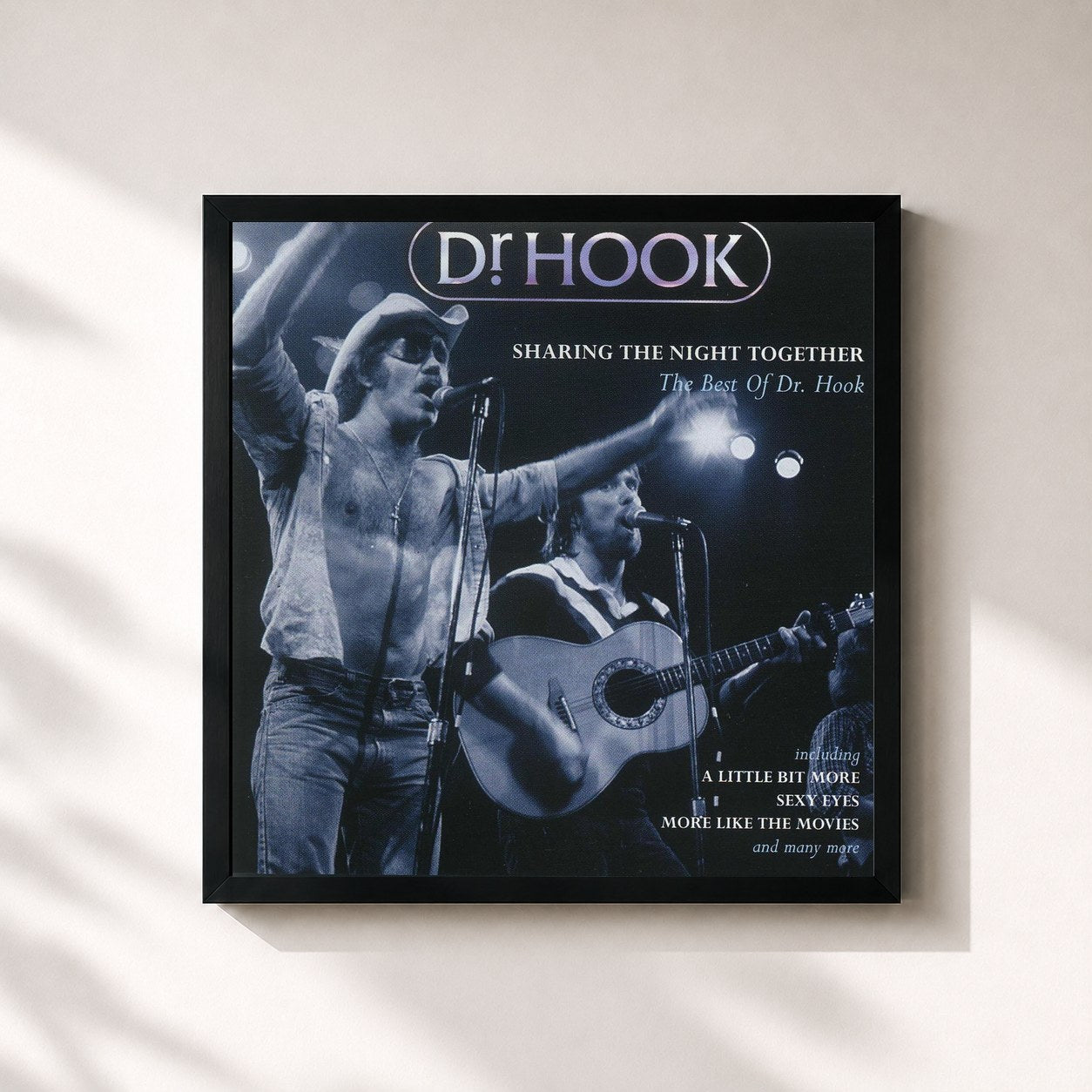 #noir Tableau carré de l'album Sharing The Night Together de Dr. Hook, cadre noir 32x32 cm